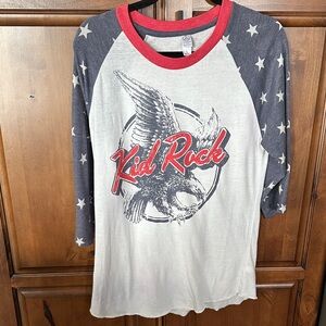 Kid Rock American Bad A** Tour 3/4 Sleeved Baseball Tee Women's Large 🦅🇺🇸